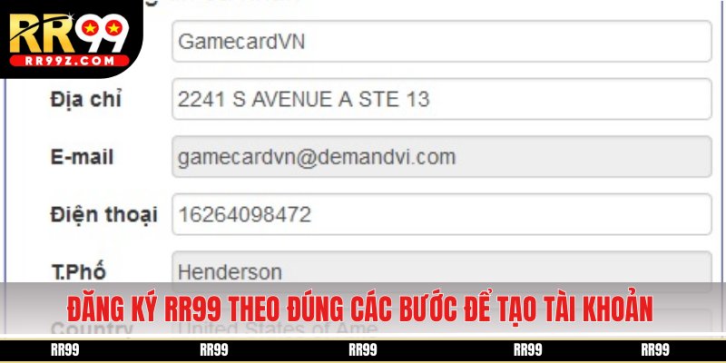 Đăng ký RR99 theo đúng các bước để tạo tài khoản